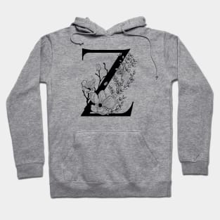 Letter Z Monogram - Floral Initial Hoodie